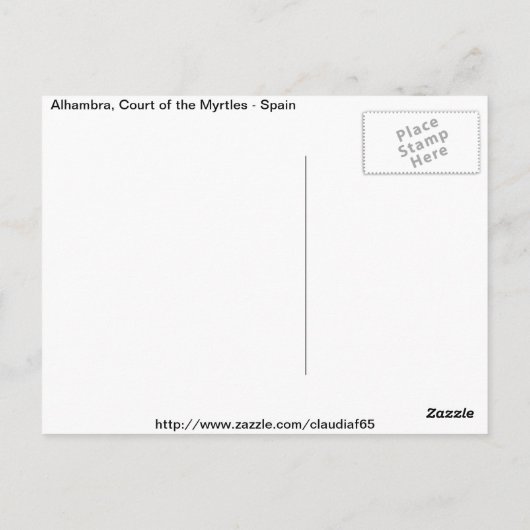 Briefkaart van Alhambra (Achterkant)