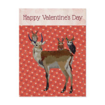 BRIEFKAART VAN ANTELOPE & ANTLER OWLS VALENTIJNS