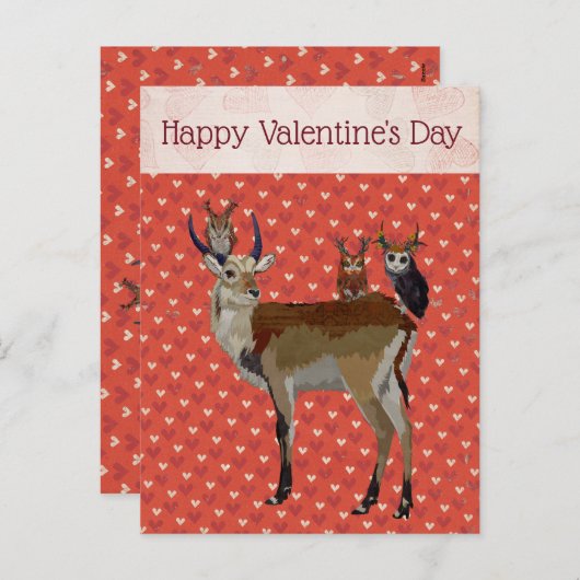 BRIEFKAART VAN ANTELOPE & ANTLER OWLS VALENTIJNS (Voorkant / Achterkant)