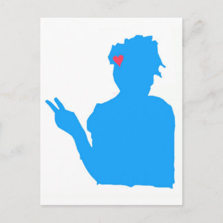 Briefkaart van blauwe dame