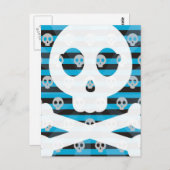 Briefkaart van Blauwe Pirate Skull (Voorkant / Achterkant)