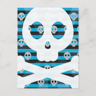 Briefkaart van Blauwe Pirate Skull