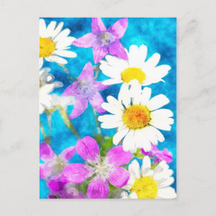 Briefkaart van bloemen in de waterverf