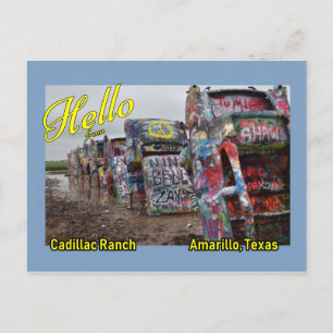 Briefkaart van Cadillac Ranch in Amarillo, Texas