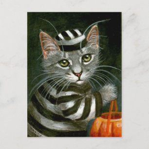 Briefkaart van Cat Halloween-gevangene in tablet