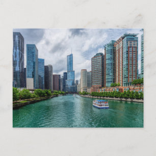 Briefkaart van Chicago River en Trump Tower