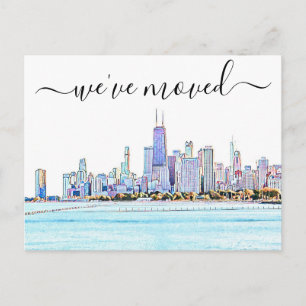 Briefkaart van Chicago Skyline Moving Announcement