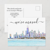 Briefkaart van Chicago Skyline Moving Announcement (Voorkant / Achterkant)
