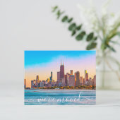 Briefkaart van Chicago Skyline Moving Announcement (Staand voorkant)