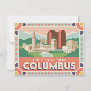 Briefkaart van Columbus   Groeten van