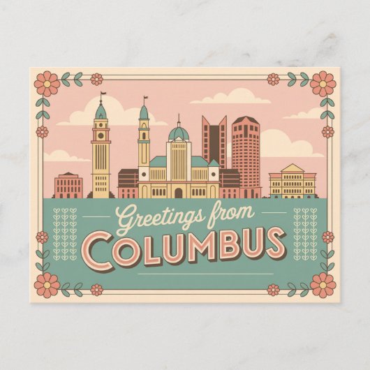 Briefkaart van Columbus | Groeten van (Voorkant)