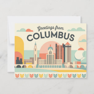  Briefkaart van Columbus   Groeten van