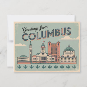  Briefkaart van Columbus   Groeten van