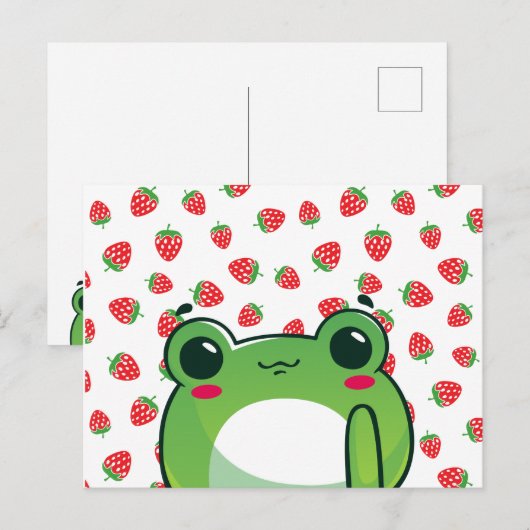 Briefkaart van de aardbeiboomkikker Kawaii (Voorkant / Achterkant)