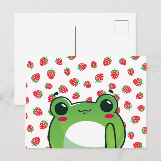 Briefkaart van de aardbeiboomkikker Kawaii (Voorkant / Achterkant)