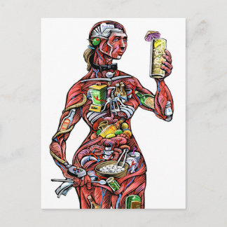 Briefkaart van de anatomie van Bartender (vrouw)
