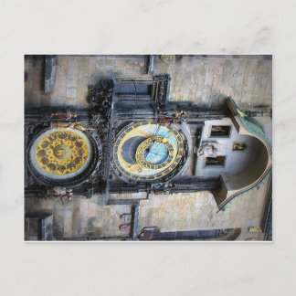 Briefkaart van de astronomische klok van Praag