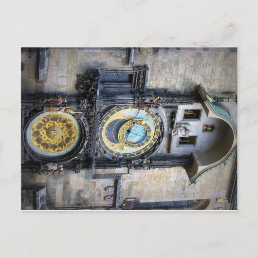 Briefkaart van de astronomische klok van Praag (Voorkant)