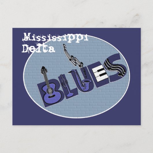 Briefkaart van de Blauw van de Mississippi het (Voorkant)