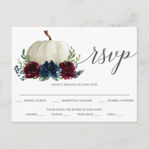 Briefkaart van de Bourgogne Navy Pumpkin Wedding R