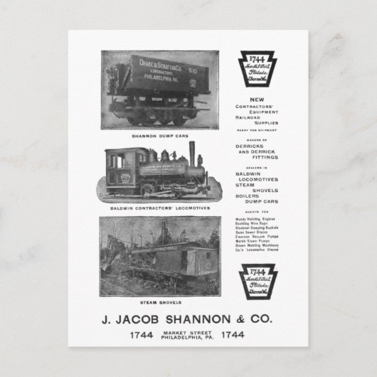 Briefkaart van de bouwondernemer van Baldwin Locom (Voorkant)