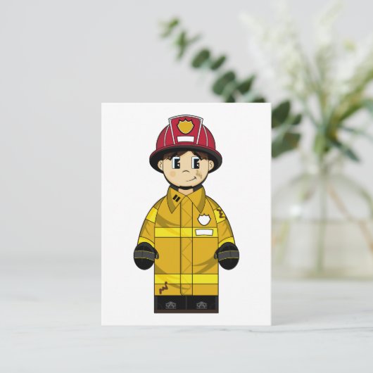 Briefkaart van de brandweerman (Staand voorkant)