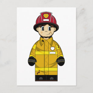 Briefkaart van de brandweerman