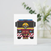 Briefkaart van de brandweermotor (Staand voorkant)