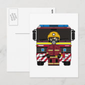 Briefkaart van de brandweermotor (Voorkant / Achterkant)