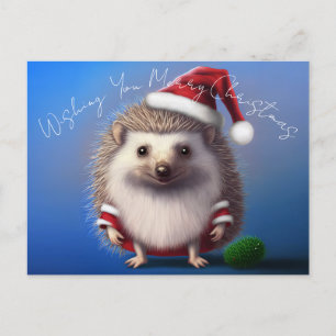 Briefkaart van de egel Santa Claus