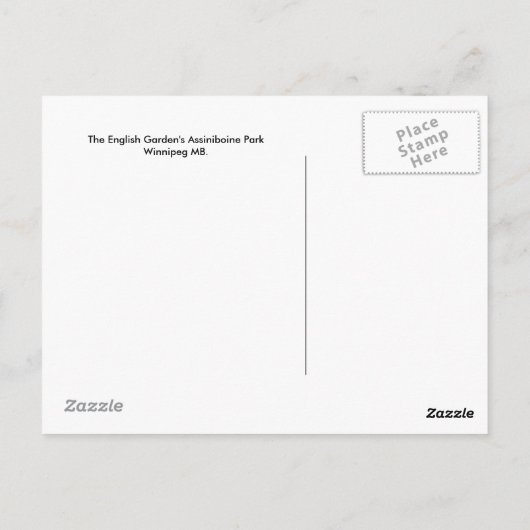 Briefkaart van de Engelse tuin (Achterkant)