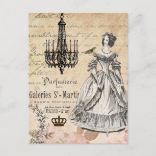  briefkaart van de Franse dame shabby