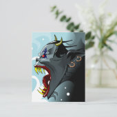 Briefkaart van de gehoornde demonkop (Staand voorkant)