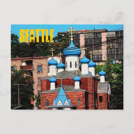 Briefkaart van de Griekse kerk van Seattle (Voorkant)