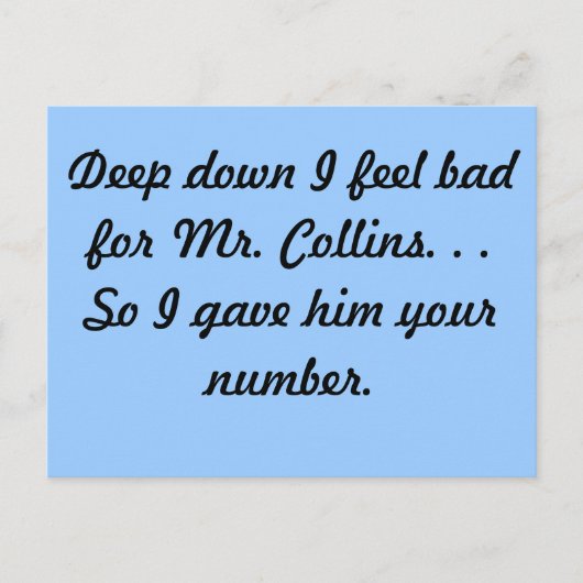 Briefkaart van de heer Collins (Voorkant)