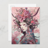 Briefkaart van de Japanse godin Fantasy Art (Voorkant / Achterkant)