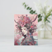 Briefkaart van de Japanse godin Fantasy Art (Staand voorkant)