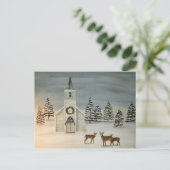 Briefkaart van de kerk en de winter (Staand voorkant)