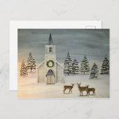 Briefkaart van de kerk en de winter (Voorkant / Achterkant)