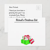 Briefkaart van de Kerstman en kerstverlanglijst (Voorkant / Achterkant)