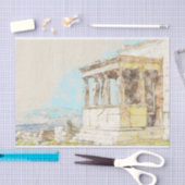 briefkaart van de kleurenschets van Athene grieke Tissuepapier (Craft)
