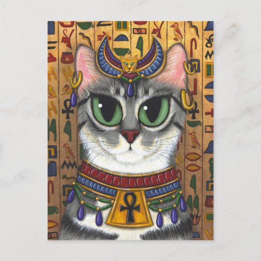 Briefkaart van de Kunst van de Kat Bastet van de (Voorkant)