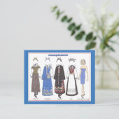 Briefkaart van de Noorse Bunad III-papierdollar (Staand voorkant)