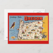 Briefkaart van de Oregon State Map (Voorkant / Achterkant)