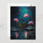 Briefkaart van de prachtige Roze Pond Flowers (Voorkant / Achterkant)