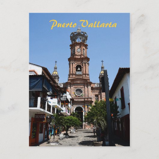 Briefkaart van de Puerto Vallarta-kerk (Voorkant)