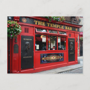 Briefkaart van de rode Temple Bar-pub in Dublin
