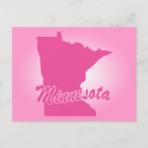 Briefkaart van de roze staat Minnesota