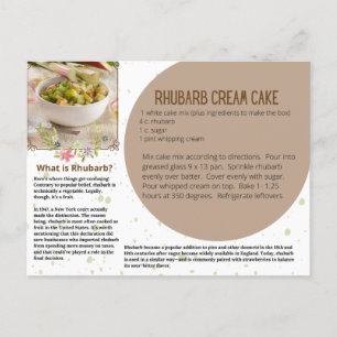 Briefkaart van de Rubarb-roamkake Recipe