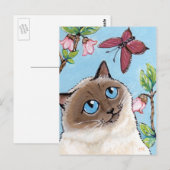 Briefkaart van de schilderkunst van Birman Cat en (Voorkant / Achterkant)